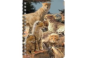 3D LiveLife Libreta - Clan guepardo de Deluxebase. Libreta pequeña A6 con espiral, lenticular 3D de guepardo y hojas lisas recicladas. Ilustraciones con licencia del reconocido artista David Penfound