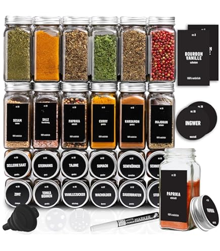AIKKIL Lot De 24 Pots à épices Carrés Vides De 120 Ml - Couvercles à Shaker Et Bouchons En Métal