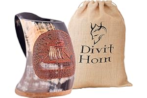 DIVIT HORN Divit Viking Fini Naturel Corne à boire Chope (Ship, Polished)