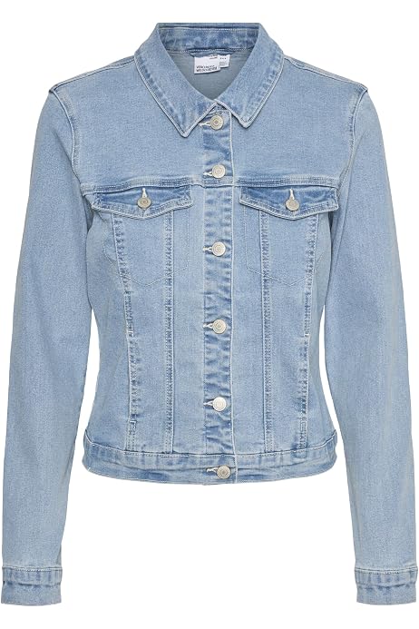 Veste Jean Femme Longue - Blazer Denim Décontracté | Poches Coupe-Vent Élégant