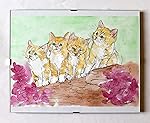 I Gattini-Stampa originale ,creata dall'artista Davide Pacini e colorata a mano con acquerello-Dimensione cm...