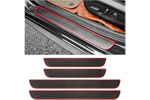 GTLM 4 Stück Einstiegsleisten Auto,Kratzfester Gummi Auto Einstiegsleisten Schutz für Türschwellen,Universeller Wasserdichter Einstiegsleisten Schutz Auto Zubehör (Schwarz/Rot, Breite 6CM)