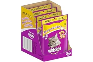 Whiskas Snack per gatti con pollo e formaggio, confezione da 4 pezzi, 4 x 180 g, per gatti adulti