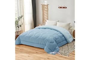 NOVOTEXTIL Edredón Relleno Nórdico Cama 135 (220x220) para Verano y Entretiempo, Edredón Bicolor de Fibra 180 gr/m² - Nórdico Suave, Ligero, Reversible y Transpirable (Celeste/Azul)