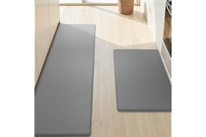 COLOR&GEOMETRY 44x75+44x150 cm tappeto cucina antiscivolo lavabile, Passatoia cucina tappeti cucina, Anti-fatica tappeto vinile cucina imbottito in schiuma per stare in piedi comodamente, Grigio