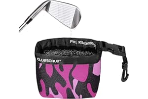 Club Scrub Reinigungsbeutel für Golfschläger und Golfbälle, wasserdichtes Innenfutter mit Clean-Face Technologie, Abnehmbarer Clip, maschinenwaschbar, reinigt Schlägerrillen, trockene Außenseite