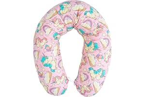 AMILIAN Cuscino per allattamento con imbottitura, per neonati e donne incinte, per dormire su un fianco, in cotone, con federa da 170 cm, motivo: unicorno, novità