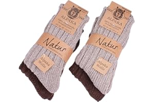 BRUBAKER 4 Pary Skarpet z Alpaki Wykonane w 100% z Wełny Alpaki - Zestaw Zimowy dla Kobiet i Mężczyzn