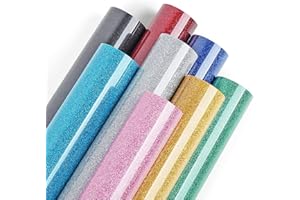 Lya Vinyl Vinyle Thermocollant pour cricut Flex Thermocollant de Paillettes Vinyle Thermocollant de pour T-shirts, Sacs, Vêtements et Autres Tissus de pressage à chaud (8pcs)