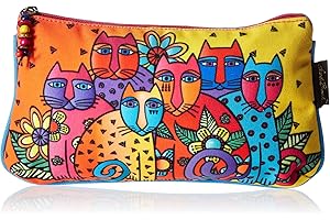 ZECKOS Laurel Burch Cosmetic Bag Set, Feline Clan, 3-Pack, Linen, Multicolor