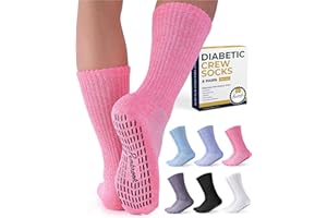 PEMBROOK Diabetic Socks with Grips for Women & Men | Non Binding Edema, Neuropathy Socks | 6-pairs