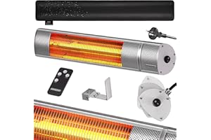 MONZANA® Stufa Elettrica a Infrarossi 3 Livelli di Calore 2000W Custodia Protettiva Inclinabile 90° Telecomando Esterno