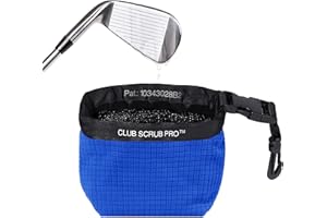 Club Scrub Reinigungsbeutel für Golfschläger und Golfbälle, wasserdichtes Innenfutter mit Clean-Face Technologie, Abnehmbarer Clip, maschinenwaschbar, reinigt Schlägerrillen, trockene Außenseite
