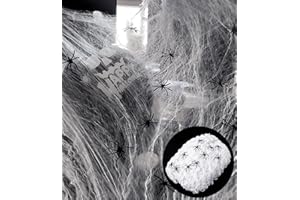SHIYOUO Telaraña Halloween, 200g Telaraña Elástica con 50 Arañas, Halloween Decoracion Tela de Araña Elástica, Telaraña de Araña para Decoraciones de Fiesta de Halloween Interiores y Exteriores