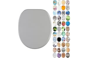 Sanilo Abattant WC frein de chute, Grande sélection de lunettes de toilette avec abaissement automatique, Fixation facile (Gris)