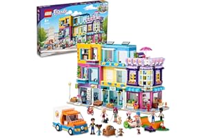 LEGO 41704 Friends L’Immeuble de La Grand-Rue: Maison de Poupée, Jouet à Construire avec Café et Salon de Coiffure, Heartlake City, Inclut 7 Mini-Poupées, Garçons, Filles, Enfants