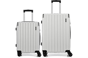 FLIEE Suitcase Set |4 Silent Dual Spinner Wheels |Lightweight Hard Shell Suitcases | TSA 3 Digit Combination Lock | Aluminium Telescopic Handle (White, Medium 24" + Large 28")