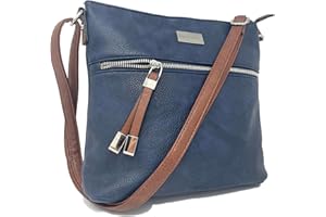 SAVVY STREET Premium Vegan Leather Crossbody Bag for Women - Medium Size Stylish Crossover Purse multi Zip Pockets Handbag Shoulder Bag for Travel with Chic Tassel Detail