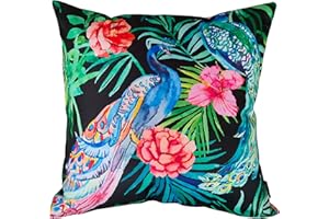 Olivia Rocco Waterproof Cushions Outdoor Indoor Hollowfibre Filled & Breathable Decorative Cushion 43 x 43 cm for Patio Garden Bench Sofa Furniture Living Room Bed Chair Scatter, (Peacock)