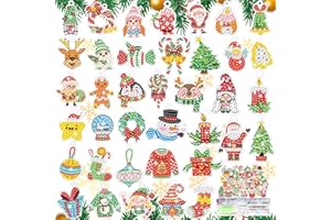 CAYUDEN Diamond Painting Weihnachtsan Hänger, 38 pcs 5D Weihnachten Diamant Painting Bilder Kinder DIY Diamond Painting Kit Weihnachten Diamant Malerei Aufkleber Kit für Mitgebsel Christmas Pendant