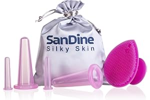 SANDINE SILKY SKIN Set Coppettazione Viso Silicone - Coppettazione Massaggio - Riduzione Doppio Mento - Coppetta Cellulite - Coppette Anticellulite - Vacuum Viso e Corpo - Cupping Kit da Sandine (Rosa 5 pezzi)