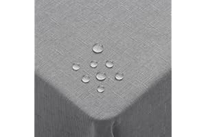 Homaxy Lniany obrus do jadalni, 140 x 100 cm, zmywalny, wodoodporny, można prać, do kuchni, wewnątrz i na zewnątrz, szary