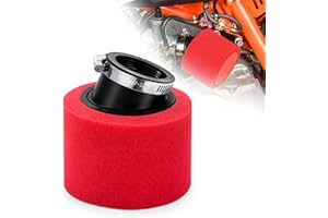 Tunejoy Filtro de Aire Espuma Moto 45mm Boca oblicua Filtro de Aire ATV para 49cc 50cc 70cc 90cc 110cc 125cc Motocross Pocket Bike Scooter Quad Rojo