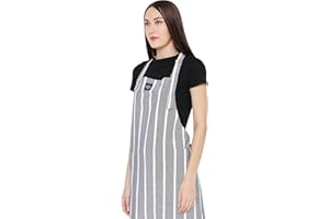 Encasa Homes Delantal ajustable con bolsillos, grado profesional, unisex, con soporte para toallas, algodón reciclado ecológico, 31 x 25 pulgadas