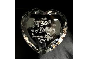 WOSHIDEFA 30th Birthday Gifts for Women,30th Birthday Gifts for Her Wife,Sister,Crystal Heart Keepsake Paperweight,30 Years Birthday Presents for Friend, Gilfriend