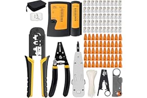 MAYLINE-TECH MAYLINE Cirmpatura per Cavi Rete CAT5 CAT6 RJ45 RJ11 Cat5 Crimpatrice Strumenti Kit di Rete Professionali Manutenzione del Ethernet LAN Tester del, Pinza crimpatrice Connettori Riparazione (Nero)