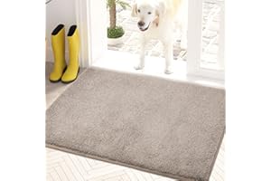 PURRUGS Dirt Trapping Door Mat 50 x 80 cm, Non-Slip Machine Washable Entryway Rug, Dog Door Mat, Super Absorbent Entry Rug for Front Door, Back Door, Muddy Shoes and Paws, Taupe