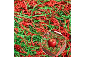 Aerzouser Weihnachtsbast (450g) Rot Grün Mix，Füllmaterial Geschenkbox，Deko für Weihnachten (Baumschmuck, Tischdeko) | Vakuumverpackt，zum Füllen von Geschenkboxen und Körben (Rot und Grün)