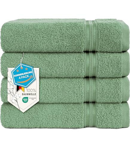 SCHÖNER WOHNEN 4-delig set Premium gastendoek 30 x 50 cm - absorberend - luxe handdoeken Groen 4-delig - 100% katoen - pluizig zacht - te combineren SCHÖNER WOHNEN 4-delig set Premium gastendoek 30 x 50 cm - absorberend - luxe handdoeken Groen 4-delig - 100% katoen - pluizig zacht - te combineren