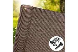 PRO-TEC GARDEN PRODUCTS 1m,1.5m, 2m Wide Privacy Netting Garden Screening Windbreak Fencing 95% Shade Fence Net Brown 1.5m x 5m FREE 8 Bungees 20 Zip Ties Included