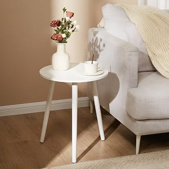Table D'Appoint Scandinave APICIZON - Bois, Blanc/Naturel, 38x45cm