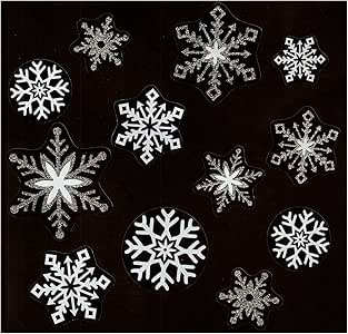 Fensterbild Set 12-tlg. Schneeflocken Eiskristalle transparent weiß ...