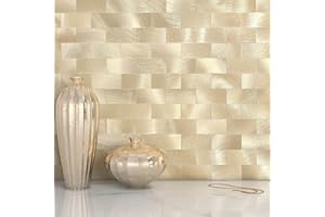 VAOVI Abziehen und Aufkleben von Fliesen für die Küche, selbstklebendes Metall, Spritzschutz, abziehen und aufkleben, Fliesen, U-Bahn-Fliesen, Backsplash Wandfliesen (5Fliesen, Gold)