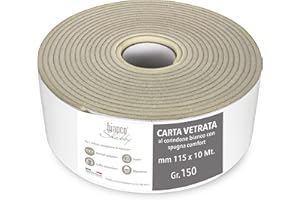 BIANCO SHABBY Carta Vetrata GRANA 150 biancoShabby® Professionale con Spugna Salvadita - Rotolo da 10 metri 80 STRAPPI Pretagliato ideale per Stile Shabby e Industrial