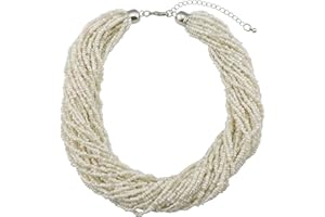 Bocar Multiple Strand Handmade Beaded 16" Statement Collar Necklace for Women with Gift Box