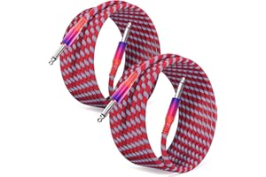 Elebase TS Gitarrenkabel 6,35mm 3M/10FT 2 Stück,1/4" Jack Stecker Instrumentenkabel,6.3mm Klinke auf 6.3mm Klinke Audio Kabel für Gitarre,E-Gitarre,Bass,Verstärker,AMP,Keyboard,Lautsprecher