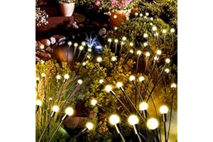 DORAIMUNI 6 Pack Solar Firefly Lights Outdoor Garden, 2 Modes Swaying Solar Garden Lights, IP65 Waterproof Dancing Fireflies Lights, Decorative Outdoor Lights Yard Lights for Terrace, Lawn and Paths, Warm White