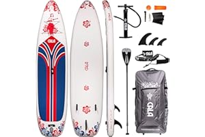 ‎CALA CALA 2023 Stand-Up-Paddling Board Set im Rucksack-Trolley, i-SUP aufblasbar, robustes Surfboard mit Seegras-Anteil, leichtes Voll-Carbon Paddel (775g), Reparatur Kit, Pumpe, 3 abnehmbare Finnen, Ventil, Kappe