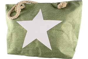 Ropo22 Bolsa De Playa y Piscina De Lona Con Cremallera, Forro Antiarena, Waterproof. Bolso Grande Con Bolsillo Interior y Asas De Cuerda Para Playa, Piscina, Gimnasio. Bolsos de Mujer.