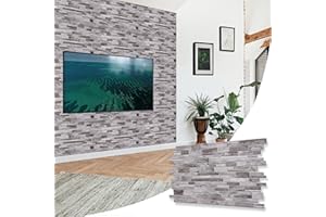 NOVECRAFTO Stone Effect 3D Wall Panels - 37.7 x18.89 in (96x48cm) 20 Sheets Covering 99.2 sqft (9.22sqm) - Waterproof Decorative PVC Wall Cladding for Home, Office - Natural Grey Stone Slate Effect