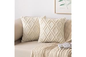 MIULEE Boże Narodzenie, zestaw 2 poszewek na poduszki, ozdobne poszewki na poduszki, wełniane, aksamitne, futrzane, w stylu boho, puszysta poduszka dekoracyjna na sofę, do sypialni, 40 x 40 cm, beżowe