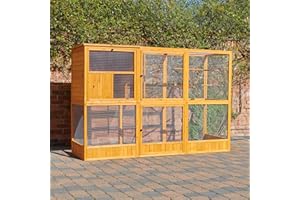 Feel Good UK Large Wooden Bird Aviary Bird Cage Bird Flight Cockatoo Parrot Lovebird Finch Bird