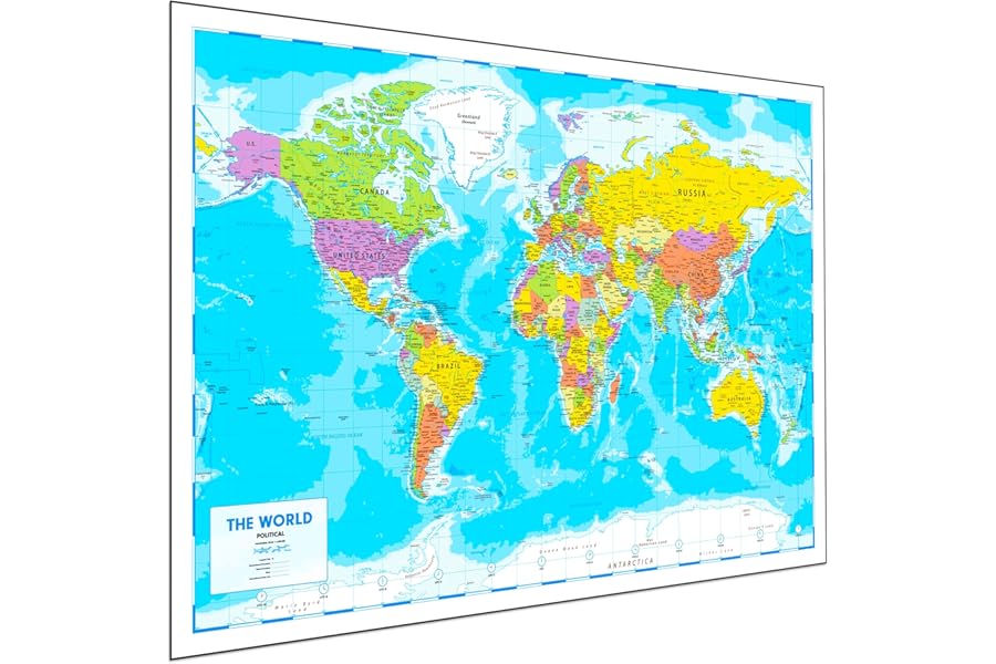World Map Poster for Wall – 84 x 60cm 2026 Large Map of World Wall Art Atlas - Classroom or Geography Gift