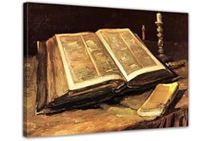 BILDERDEPOT24 Image de toile - Vieux Maîtres - Vincent van Gogh - Nature morte avec la Bible - 80x60 cm - Images sur toile - toile déco imprimée - tableau toile - photo sur toile