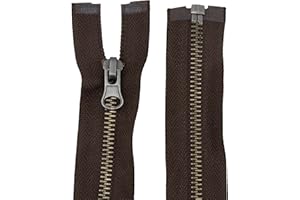 AERZETIX - C61551 - Fermeture éclair/à glissière N°5 séparable 60 cm en métal Vintage - Tirette décorative - Couleur Marron - Curseur Maroquinerie Couture Jean Jupe mercerie