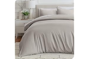 Bare Home Juego de funda de edredón y funda de almohada lavada en arena, tamaño emperador, 1800 ultra suave, ligero, funda de edredón con 2 fundas de almohada (emperador, niebla lavada en arena)